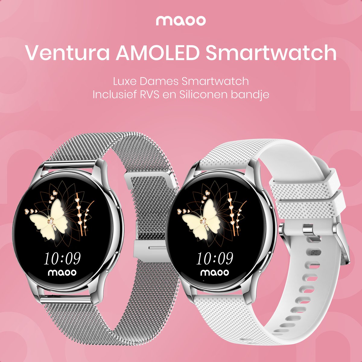 Maoo Ventura AMOLED Smartwatch Dames Zilver Wit