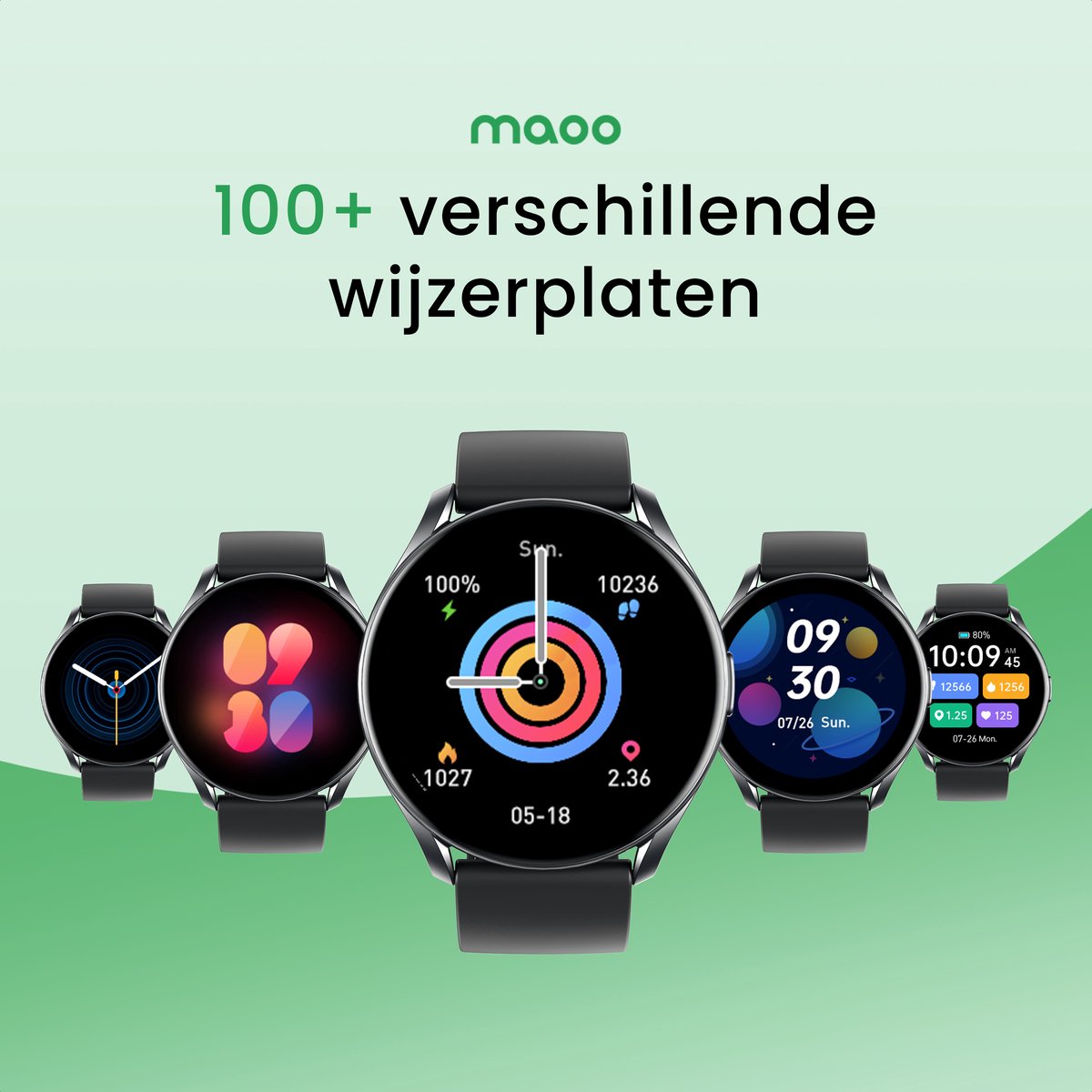 Maoo GTR Serie Smartwatch voor Dames en Heren Zwart