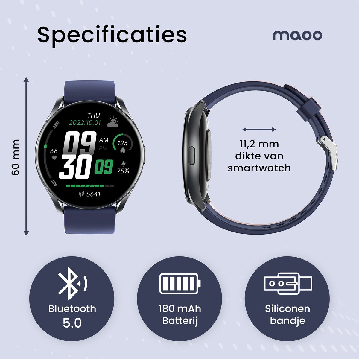 Maoo GTR Serie Smartwatch voor Dames en Heren Blauw