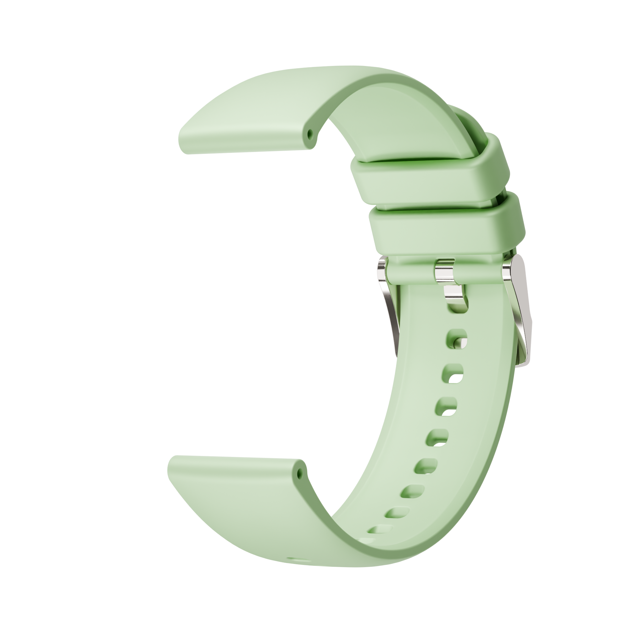 Siliconen bandje lichtgroen - zilver